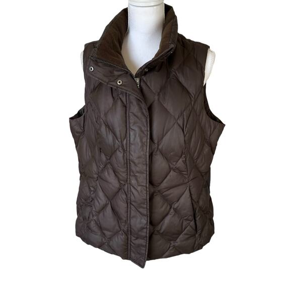 Eddie Bauer Puffer Vest Womens 700 Fill Premium Goose Down Size XL Brown - Picture 1 of 7